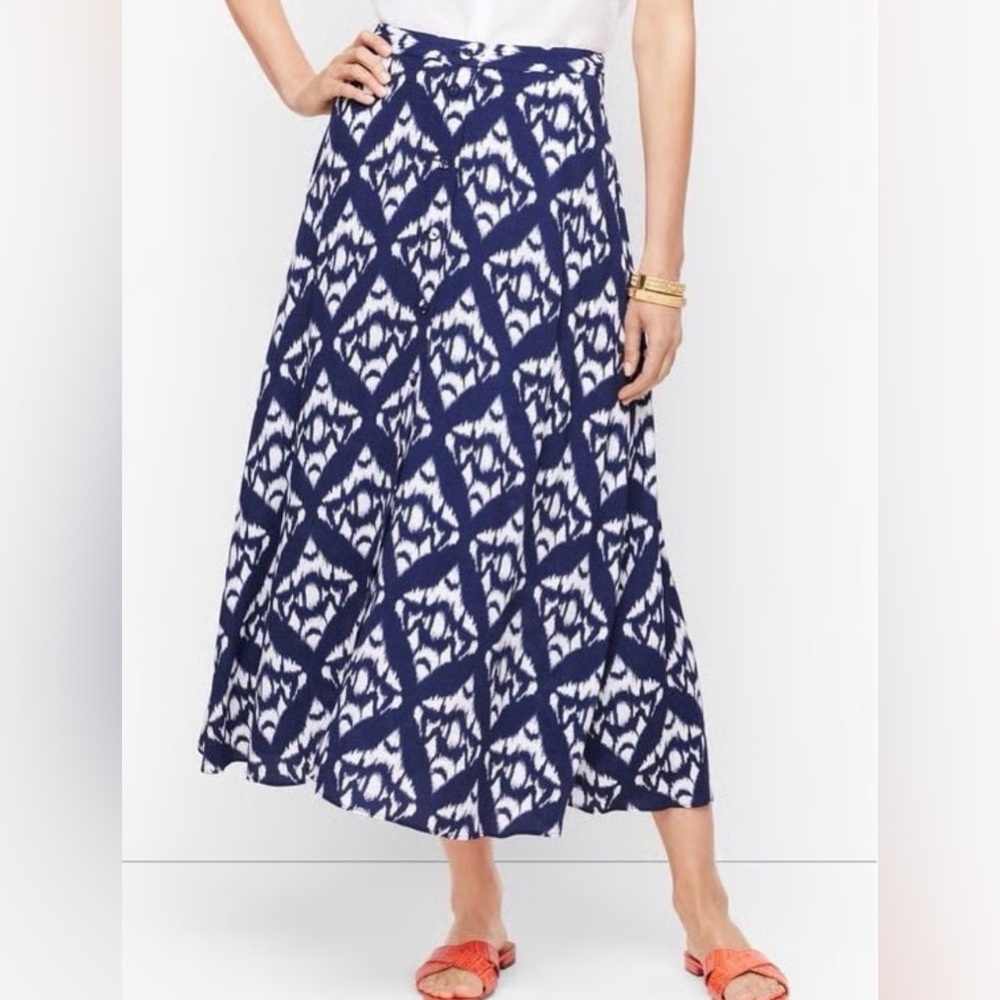 Talbots Lovely Midi Maxi skirt Sz 4 navy & white